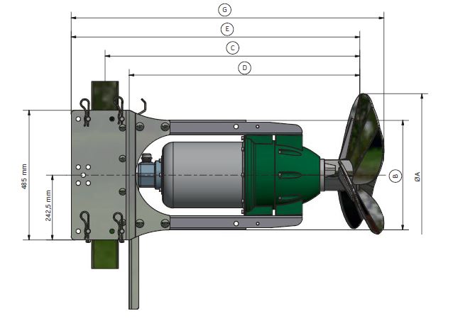 Abmessungen Tauchmotorrührwerk TMR 3D